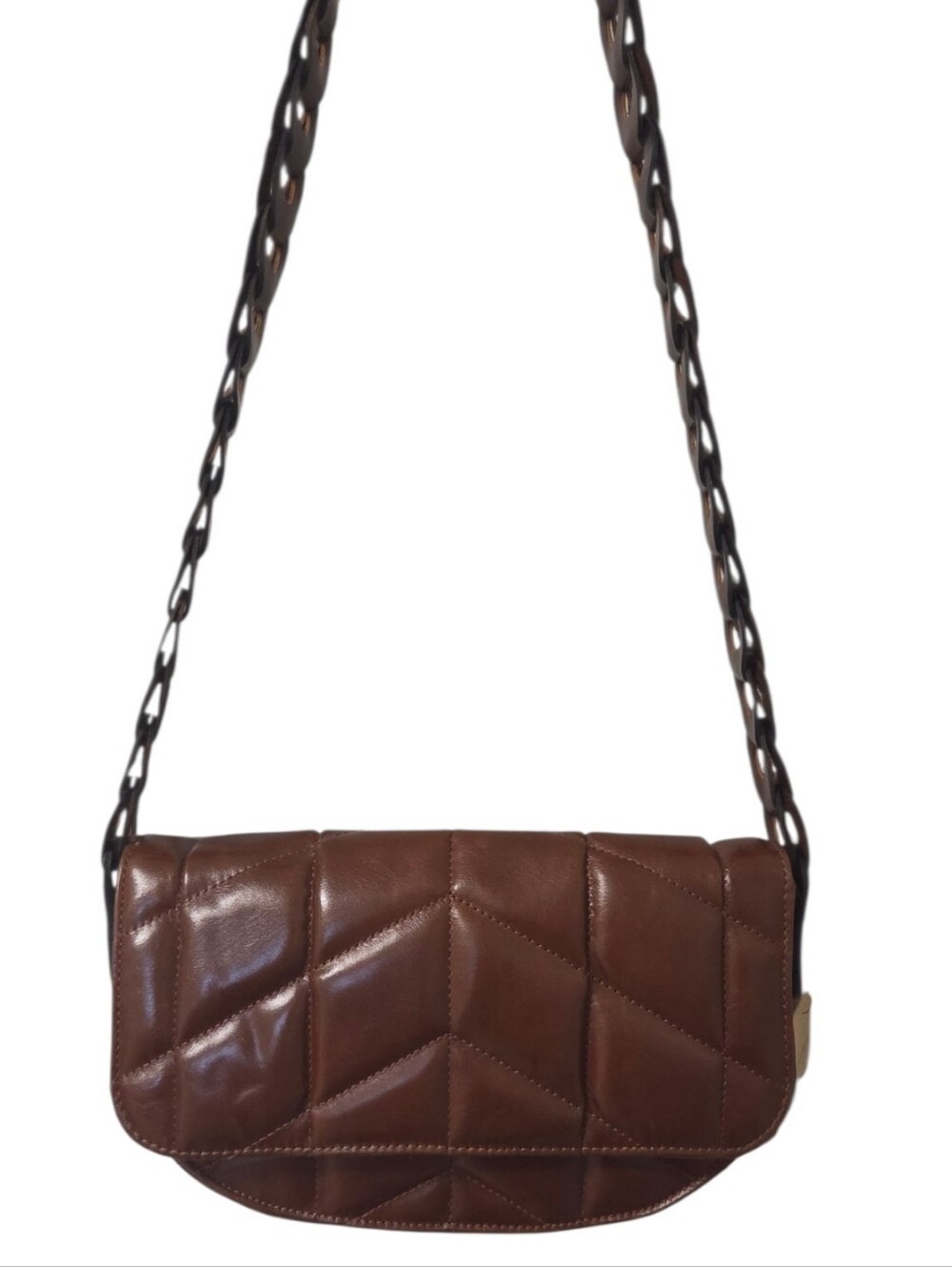 Patricia Nash Vernita Quilted Leather Crossbody Bag Cognac NWT Genuine Leather